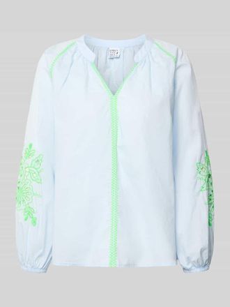 Emily van den Bergh Blusenshirt mit Tunikakragen in Hellblau, Gr&ouml;&szlig;e 36