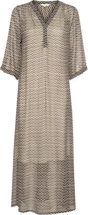 Part Two Zwart Zig Zag Print Jurk - Dames - Casual kleedjes - Veelkleurig - XS - Kleedjes