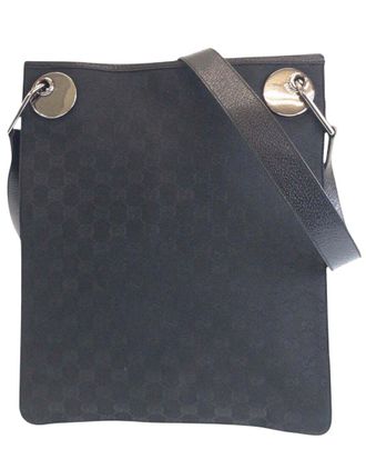 Gucci Black GG Canvas & Leather Shoulder Bag (Authentic Pre-Loved)