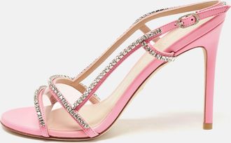 Stuart Weitzman Pink Leather And Pvc Mondrian Glam Sandals