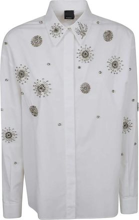 Pinko Carley Camicia Popeline - Dames - Overhemden - Wit - M - Katoen - Overhemden