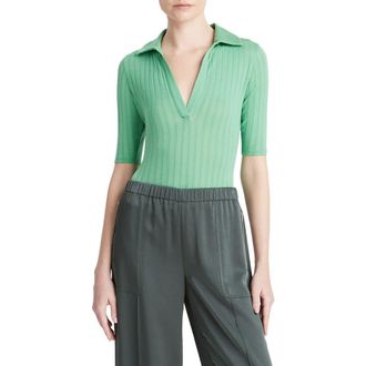 Vince Rib Cotton Polo in Parakeet at Nordstrom Rack, Size Small