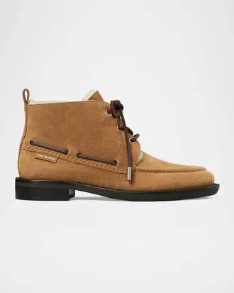 Tory Burch Duck Shearling-Lined Suede Ankle Boots