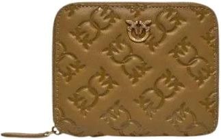 Pinko Love Birds Monogram Portemonnee - Dames - Portefeuilles - Groen - ONE Size - Katoen - Accessoires