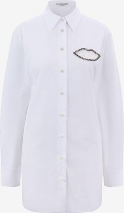 Stella McCartney Oversize-Hemd aus Bio-Popeline mit kristallbesetztem Lippenpatch