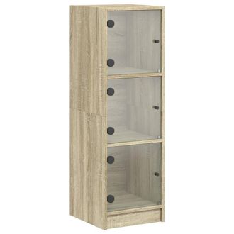vidaXL Vidaxl - Aparador Con Puertas De Vidrio Roble Sonoma 35x37x109 Cm