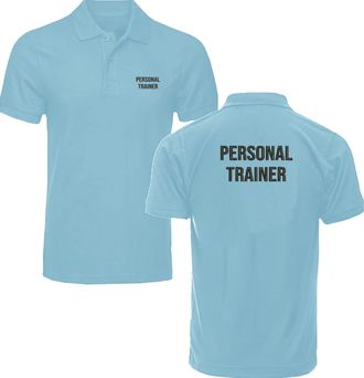Generic Embroidered Personal Trainer Occupational Unisex Adult Polo T Shirt, Left Chest and Back Embroidered Workwear Polo T Shirt, Office Wear Polo T Shirt, 