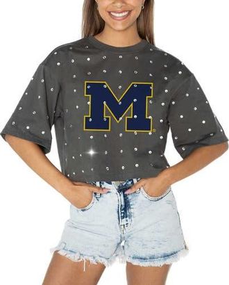 Gameday Couture Womens Gameday Couture Gray Michigan Wolverines Go Time Rhinestone Crop T-Shirt at Nordstrom, Size Xxx-Large