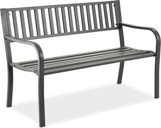 Relaxdays Relaxdays garden bench, 2-seater, HxWxD: 82 x 127.5 x 59.5 cm, steel, bench for garden, terrace, balcony, park, grey