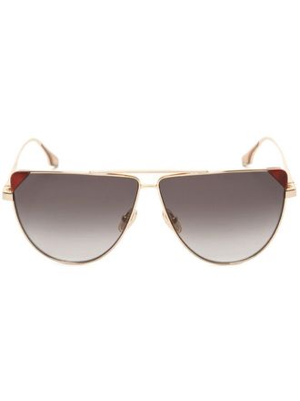 Victoria Beckham V-Line pilot-frame sunglasses - women - Metal/Acetate - 63 - Gold