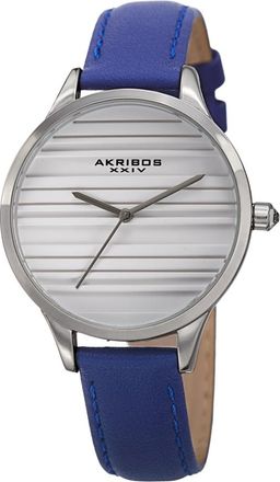 Akribos XXIV Quartz White Dial Blue Leather Ladies Watch AK1005BU