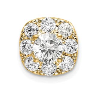 Diamond2Deal 14k Gold Lab Grown Diamond Cushion Halo Pendant (1ct, VS, G-H)