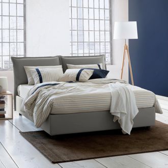 Dmora Dmora - Cama Matrimonial Dmarin, Cama Contenedor Con Revestimiento De Tela, 100% Made In Italy, Apertura Frontal, Con Colch&oacute;n Cm 160x200 Incluido, Gri