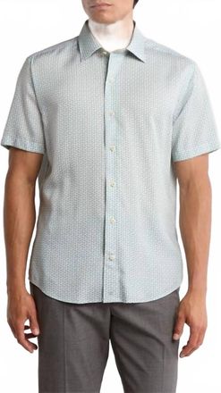 David Donahue Short Sleeve Button Up Shirt In Olive