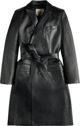 Tod's leather trench coat - women - Viscose/Sheepskin/Acetate - 42 - Black