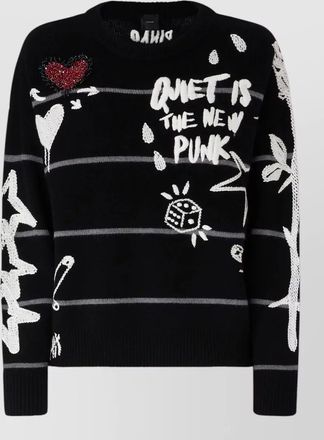 Pinko merino wool striped crew neck jumper