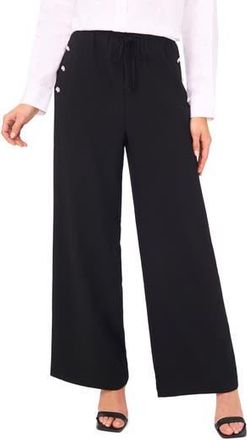 CeCe by Cynthia Steffe Pull-On Wide Leg Drawstring Pants in Rich Black at Nordstrom Rack, Size Large