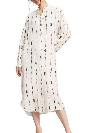 ottod'Ame Printed Midi Shirt Dress With Korean Collar in Ecru at Nordstrom, Size 40 It