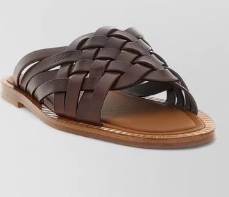 Miu Miu waxed leather woven flat sole sandals