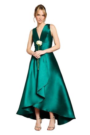 Coast Honoured Sleeveless Plunge Waterfall Twill Maxi Bridesmaid Dress, 10, Emerald