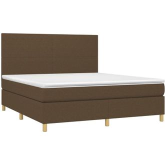 vidaXL Vidaxl - Cama Box Spring Colch&oacute;n Luces Led Tela Marr&oacute;n Oscuro 180x200cm