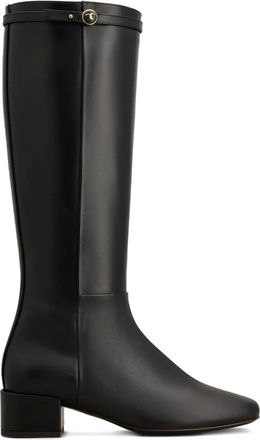 Tod's logo-strap leather boots - women - Calf Leather/Calf Leather/Calf Leather - 39.5 - Black