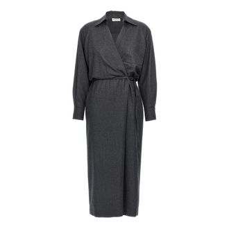 Brunello Cucinelli Dames, Jurken, Grijs, Maat: S Zijde