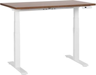 Beliani Beliani - Electric Adjustable Standing Desk Modern Square Feet 120 x 72 cm Dark Wood Top and White Base destines