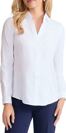 Jones New York Solid Button-Up Cotton Shirt in White at Nordstrom, Size X-Large