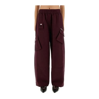 Ganni Wide Trousers, female, Brown, Size: XS Wide-Leg Cargo Pants
