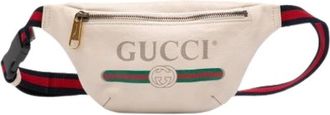 Gucci Pre-owned Logo Belt Bag - Dames - Vintage Heuptassen - Wit - ONE Size - Leer - Vintage