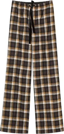 Forte_Forte Pantalones de lana con cord&oacute;n y estampado Highland Tartan - Trousers - Mujer - Marr&oacute;n - L