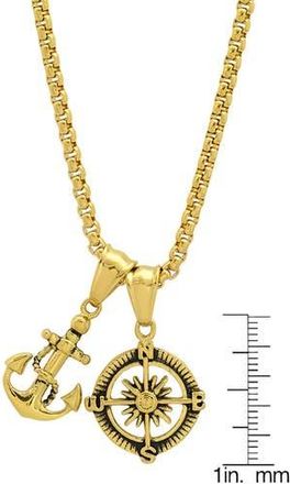 HMY Jewelry 18K Yellow Gold Plated Anchor & Compass Pendant Necklace at Nordstrom Rack
