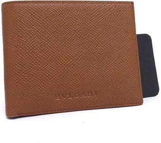 Bulgari Brown Leather Wallet (Bi-Fold) (Pre-Owned)