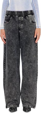 Diesel Sweatpants with denim effect - Pants - Woman - Grey