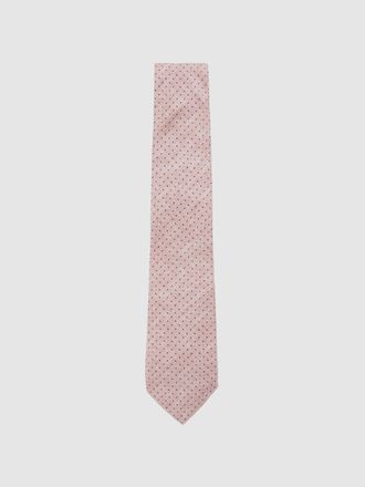 Reiss Soft Pink Silk Pin-dot Tie