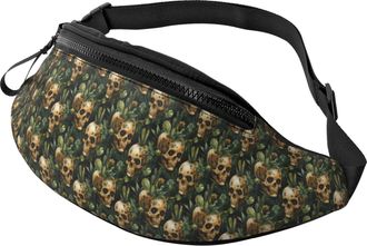 Generic Funny Skull Cactus Print Bum Bag Waist Bag Adjustable Bumbags For Camping Shopping Travel 14X35Cm