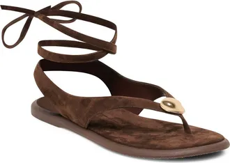 Dolce Vita Judy Ankle Wrap Sandal in Dark Brown Suede at Nordstrom, Size 9.5
