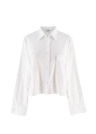 Fendi White Cropped Shirt With Mesh Pocket Size S