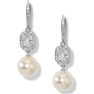 Nadri Undersea Imitation Pearl Leverback Drop Earrings in Rhodium at Nordstrom