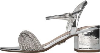 Steve Madden Ismeria Sandaal - Dames - Sandalen met hakken - Grijs - 37 1/2 EU - Leer - Schoenen