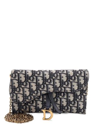 Dior Saddle Chain Wallet Oblique Canvas crossbody bag - Blu