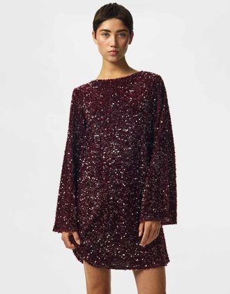 Pieces Vestito color tawny port-Rosso