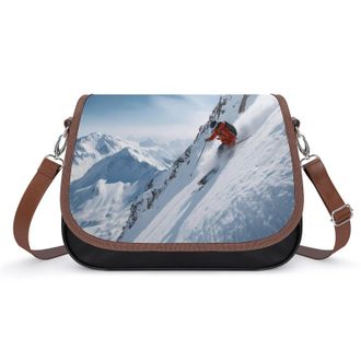 Generic Skier Ski Snowy Sport Crossbody Bags for Women Shoulder Messenger Bag Purse Handbags