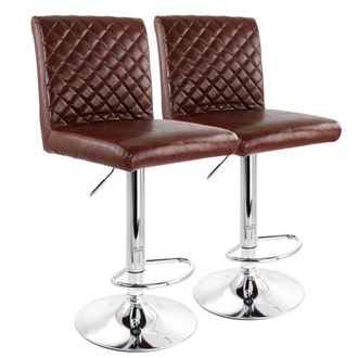Elama 2 Piece Adjustable Tufted Faux Leather Bar Stool in Cherry at Nordstrom