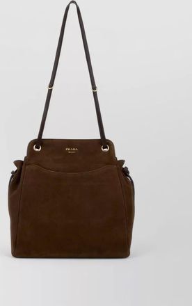 Prada suede medium carry bucket shoulder bag
