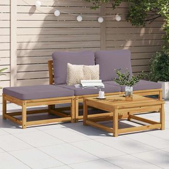 vidaXL Vidaxl - Set De Muebles De Jard&iacute;n 4 Pzs Y Cojines Madera Maciza Acacia