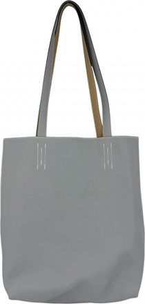 Herm&egrave;s Brown Gray Leather Handbag Tote Bag (Pre-Owned)