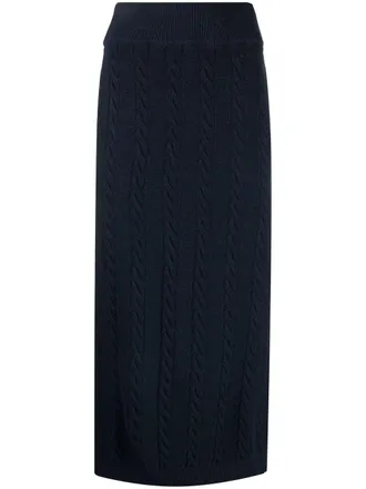 Woolrich Cable virgin-wool skirt - women - Virgin Wool - L - Blue