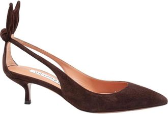 Aquazzura Bow Tie Pump 50 - Dames - Pumps - Bruin - 37 1/2 EU - Leer - Schoenen